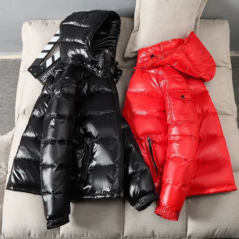 New Women Short Coat Alike Down Jackets Winter Hooded Thickened Warm Outwear Cold-Proof Jacket Glossy Overcoat 01 Casaco