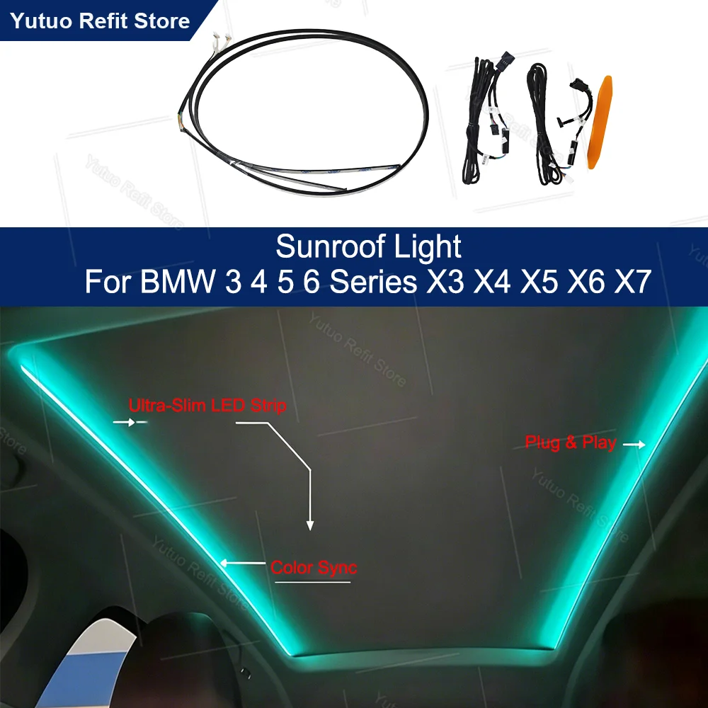 LED Sunroof Ambient Light For BMW 3/4/5 Series G20 G30 G01 G05 X3 X4 X5 X6 X7 IX3 GT7 Series Car Roof Panoramic Skylight