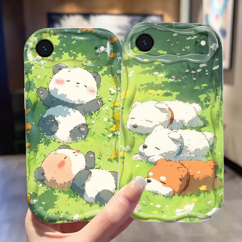 

Bear Panda Art Cartoon Cute Phone Case For Apple iPhone 17 16 16E 15 14 13 12 11 XS Air Pro Max Plus Wave Oil Soft Funda