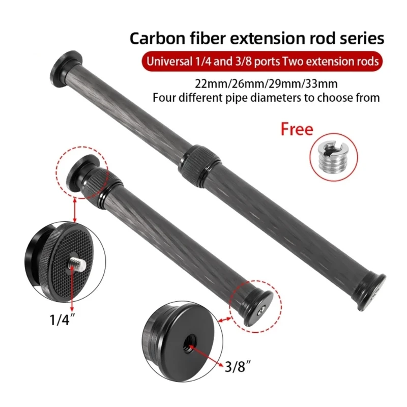 Tripod Extension Tube Tripod Center Column Gimbal Extension Pole Handheld Rod Extension 1/4 to 3/8 Screw