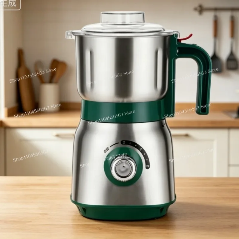 110V 220V Wet Dry Electric Grinding Mill, 3-Speed 600ML Detachable 304 Stainless Steel Grinder for Herbs Spices Grains