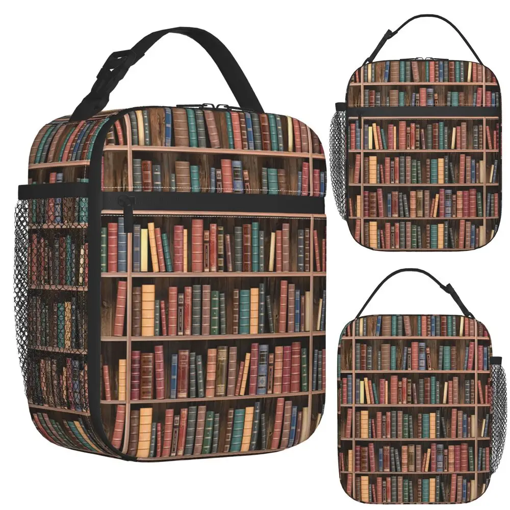 Education Library Book Insulated Lunch Bag for Women Kids Portable Food Boxes Thermal Lunch Box Tote