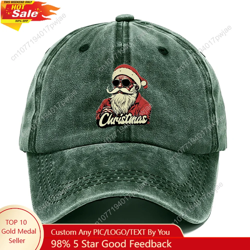 

1pc Santa Claus Hat - Lightweight Breathable Adjustable Snapback with Curved Brim Green Red Christmas Design Perfect for Out