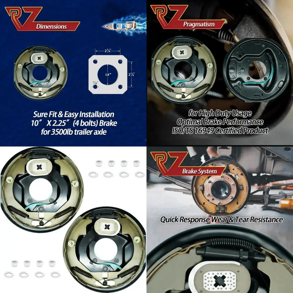

Электрический тормоз в сборе RV MURTS 10 x 2-1/4 дюйма для оси прицепа 2300–3500 фунтов, 5 болтов на барабанной ступицеве 4,5, комплект тормозов шпинделя RV с 4 шт.