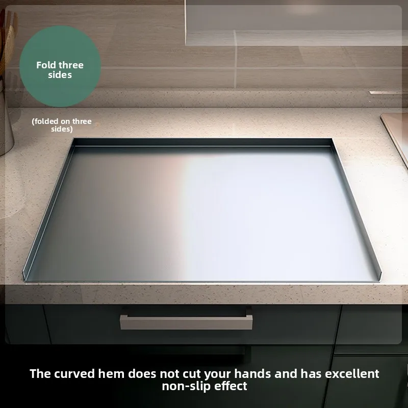 

304 Stainless Steel Large Kitchen Chopping Board Baking Dough Kneading Panel with Foldable Edges