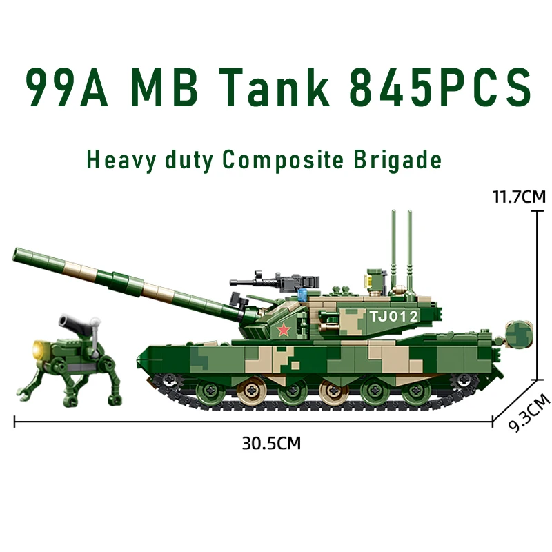 Heavy duty composite brigade military building block toys 99A MBT  Red Arrow 10 Missile Launch Vehicle