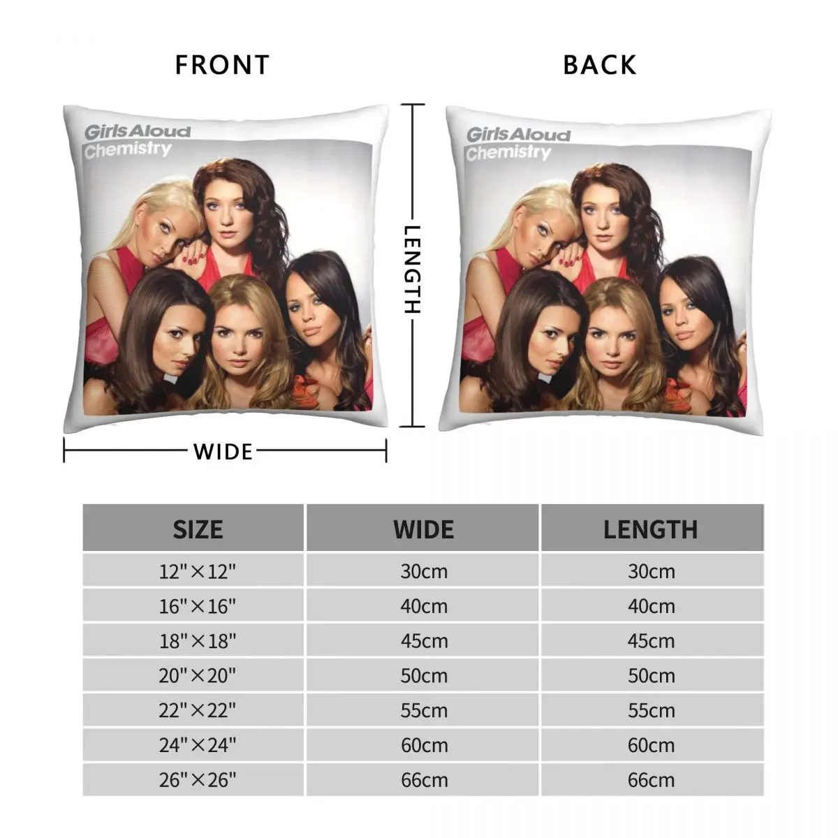 Girls Aloud Chemistry Square Pillowcase Polyester Linen Velvet Creative Zip Decor Throw Pillow Case Room Cushion Cover 45x45