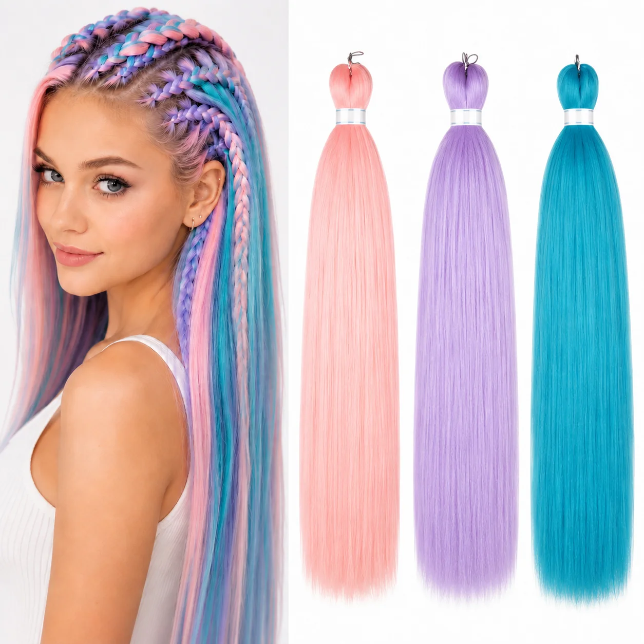 90g Long Straight Wrap Ponytail Hairpiece with Drawstring Heat Resistant Flame Retardant Synthetic Fiber Extension for Women