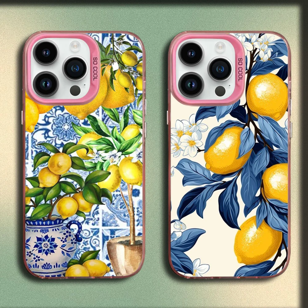 

Fruit Lemon Art Pattern Phone Case For iPhone 16,15,14,13,12,11,Mini,Pro,MAX Pink Matte Silicone Cover