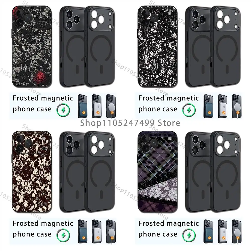 

Gothic lace pattern Phone Case For iPhone 17,16,15,14,13,12,11,Pro,Max,Plus,E,Air,Mini Magnetic Magsafe Frosted