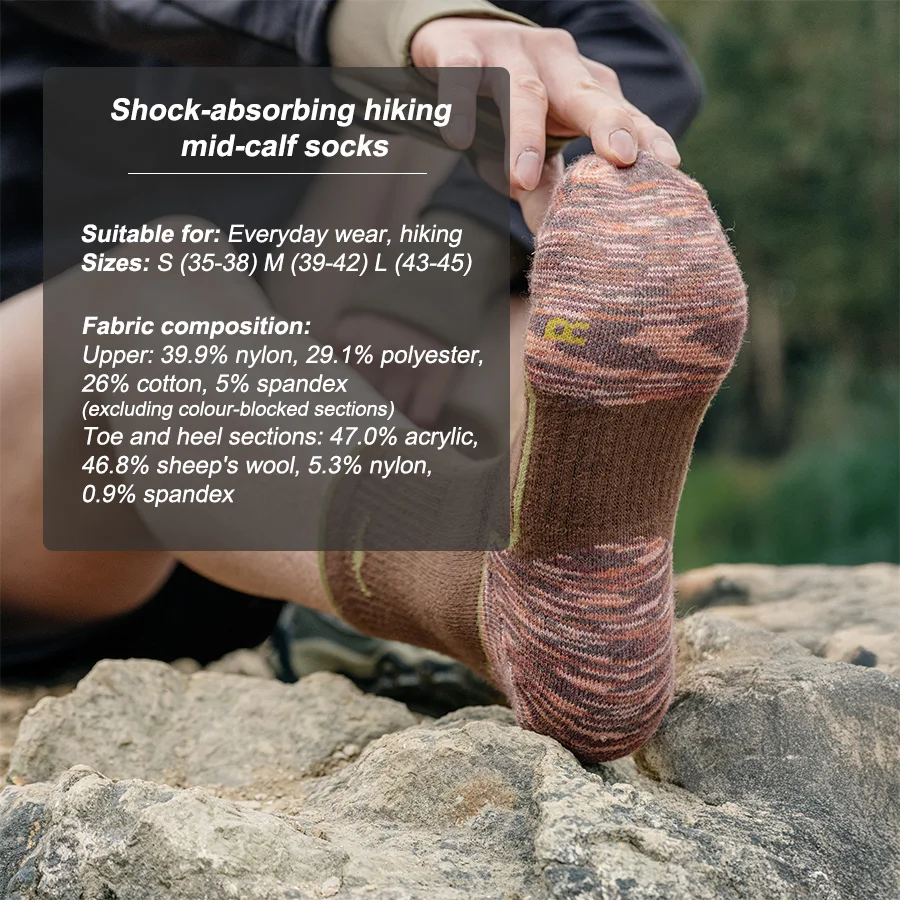 Naturehike 1 Pair Sports Socks Running Hiking Camping Climbing Portable Lightweight Shock Absorption Woollen Man Sock Woman Sock