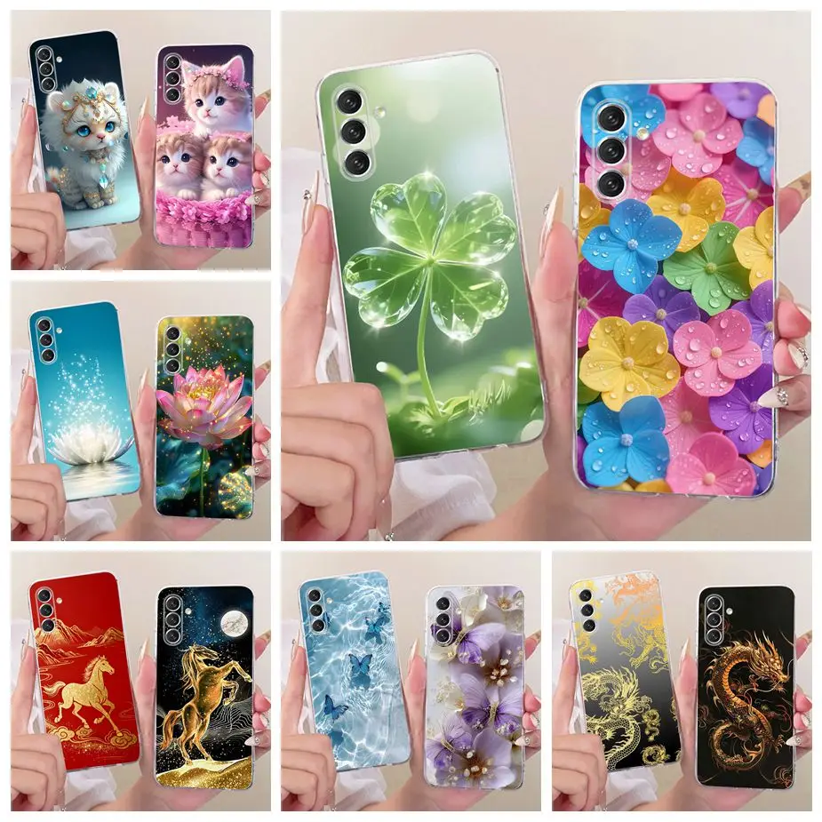 For Samsung Galaxy A04s Case SM-A047F New Leaf Flowers Painted Cover Soft Slim Phone Case For Samsung A04s A 04e Galaxy A04 Bags
