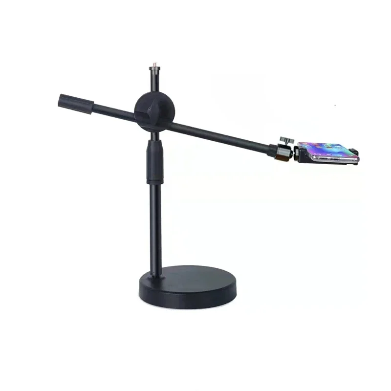 Overhead Tripod with Ring Light Table Tabletop Shooting Stand Tripods with Mobile Phone Holder Boom Arm for Nail Art Photography