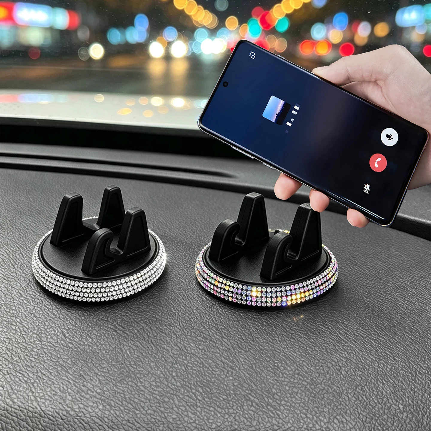 Bling Rhinestone Car Dashboard Phone Holder, Creative Navigation Support Bracket, Decorative Auto Accessories for Women