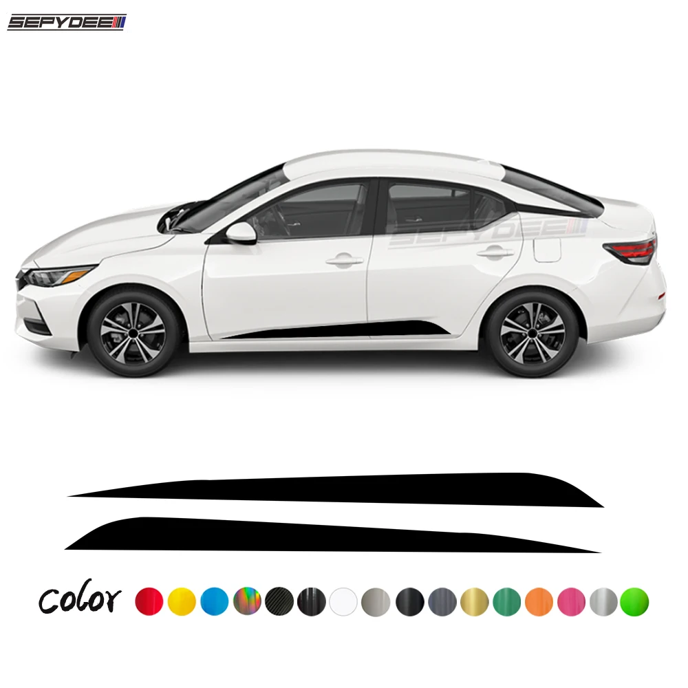 

2Pcs Car Door Side Stripes Skirt Stickers for Nissan Sentra 2020-present Auto Body DIY Decor Vinyl Film Decals Car Accessories