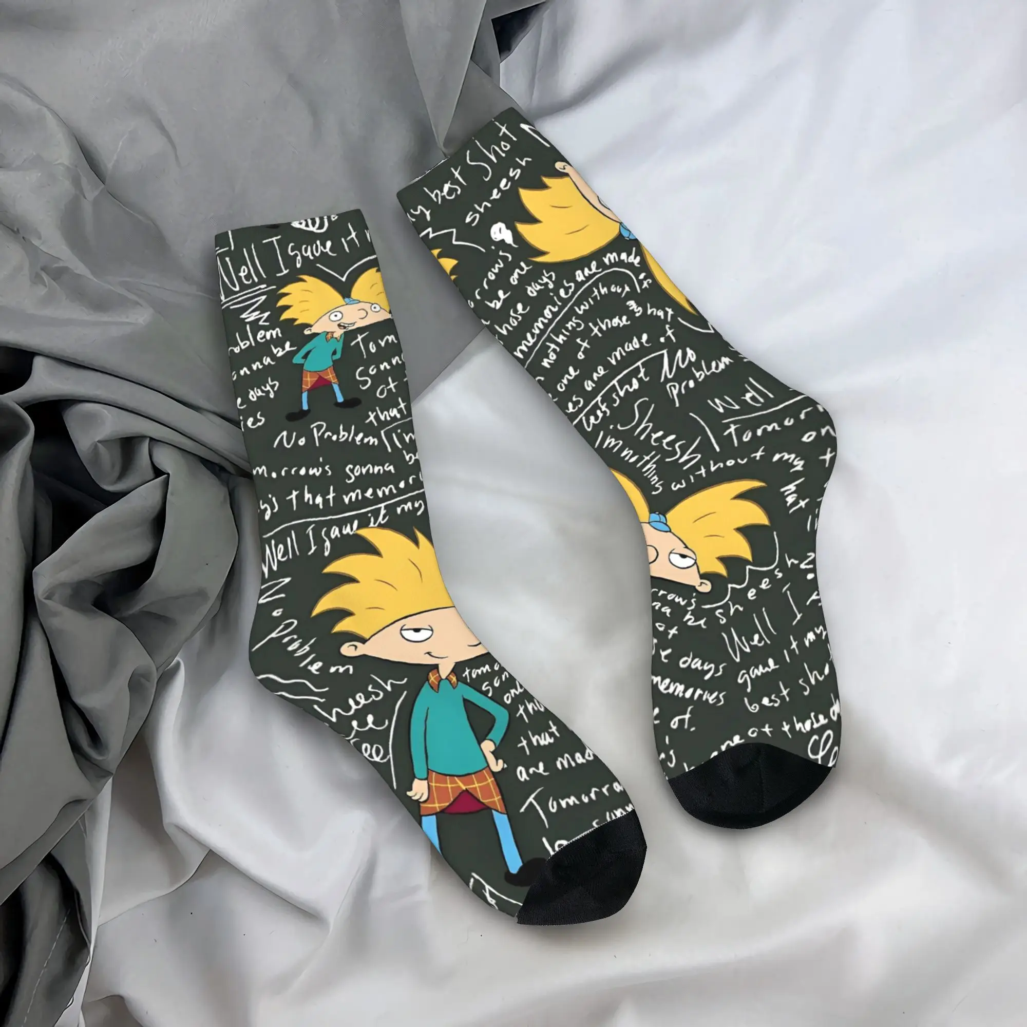 hey! Arnold Cartoon Stockings  Design Fashion Socks Autumn Non-Slip Socks Couple Climbing High Quality Socks