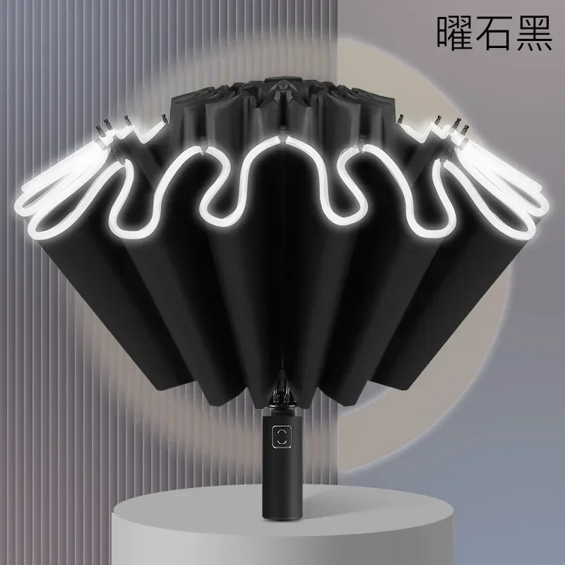 DurableFully Automatic Folding Reverse Umbrella 16 Bone Business Car Advertising Umbrella Large Vinyl Sun Protection Umbrella