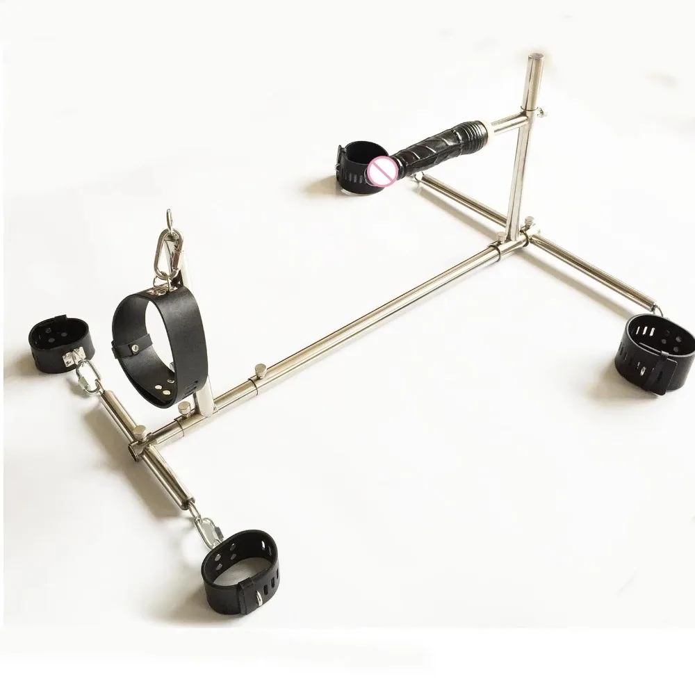 Adult Toy Steel Bondage Frame Leather Handcuffs Wrist Cuffs Anklet Neck CollarDevices BDSM Sexy Toys Sex Toys for Couples