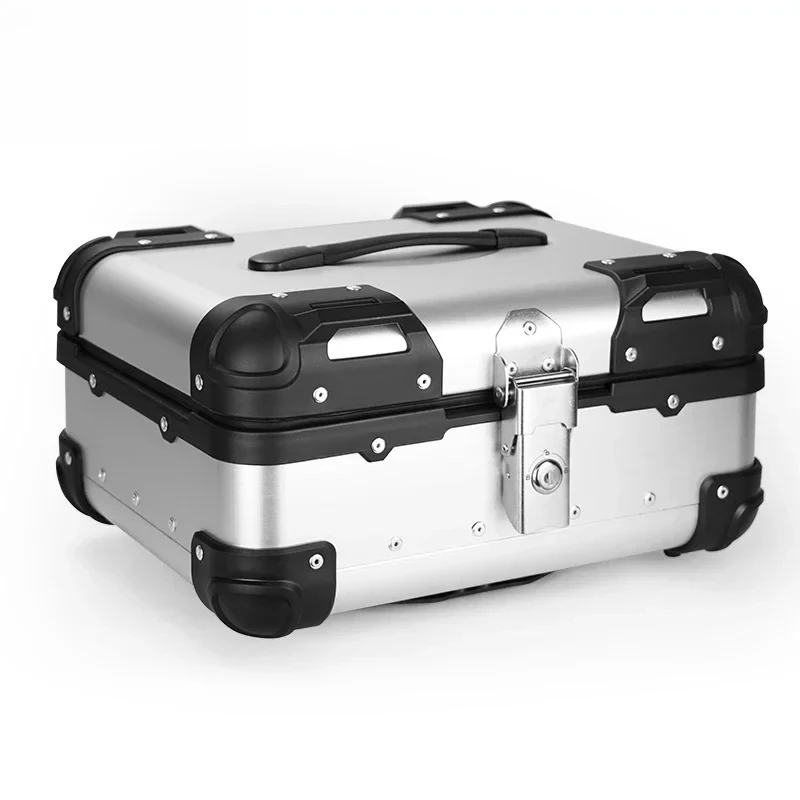 22L-R Silver Aluminum Motorbike Tail Box (Aluminum Material)