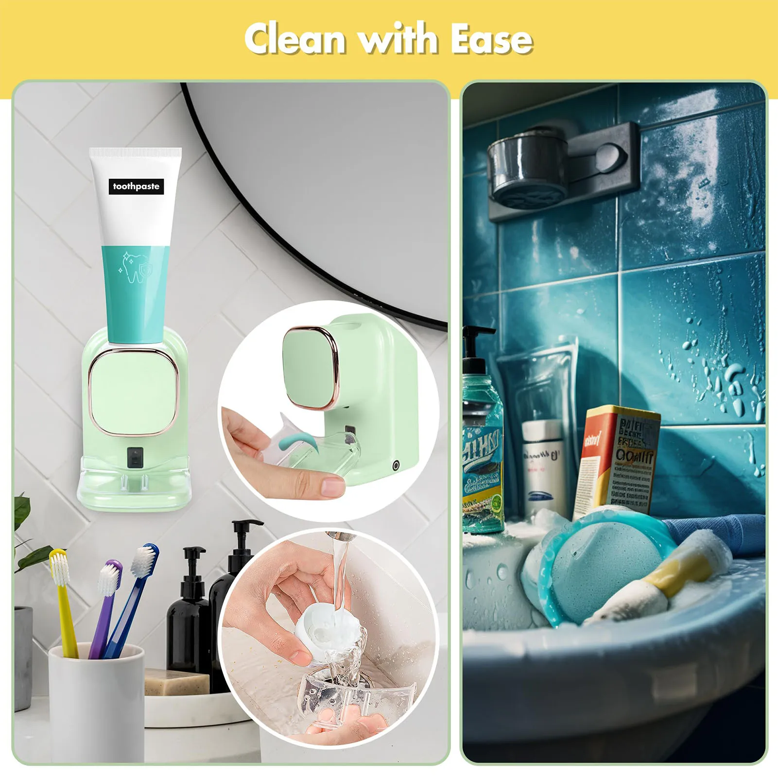 1pc Toothpaste Dispenser ABS Plastic for Bathroom Wall Mounted Automatic Squeezer Electric Sensor USB Rechargeable Tool