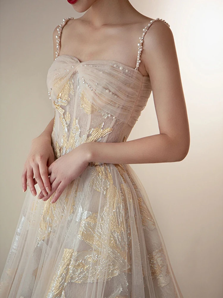 

Ele Princ Sle Long Evening Gown Women's Strapl Ball Dr Luxury Lightweight Fairy T Wedding Celebration