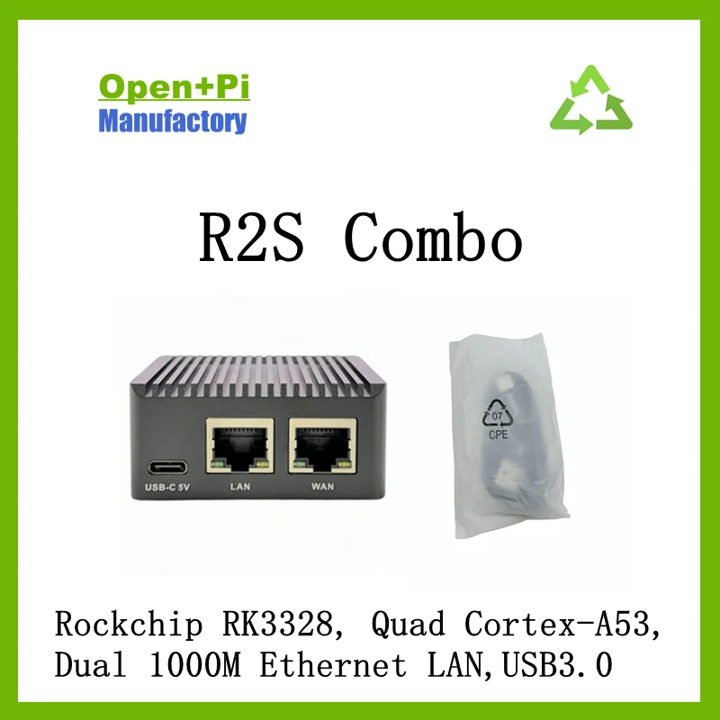 Select-Pi Nano R2S Combo 1G DDR4 RAM,Rockchip RK3328, Quad Cortex-A53,Dual 1000M Ethernet LAN,USB3.0,OpenWRT,U-boot,Ubuntu-Core