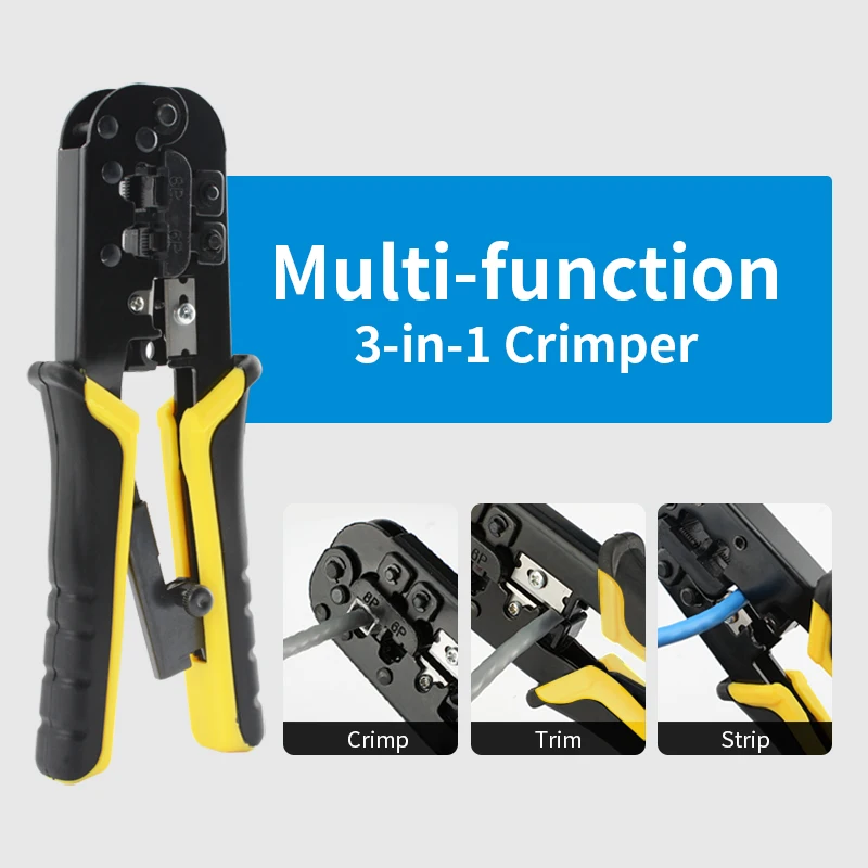 RJ45 Crimper RJ11 RJ45 Crimping Tool Ethernet Network LAN Cable Crimper Cutter Stripper Plier for 6P 8P RJ11 RJ12 RJ45