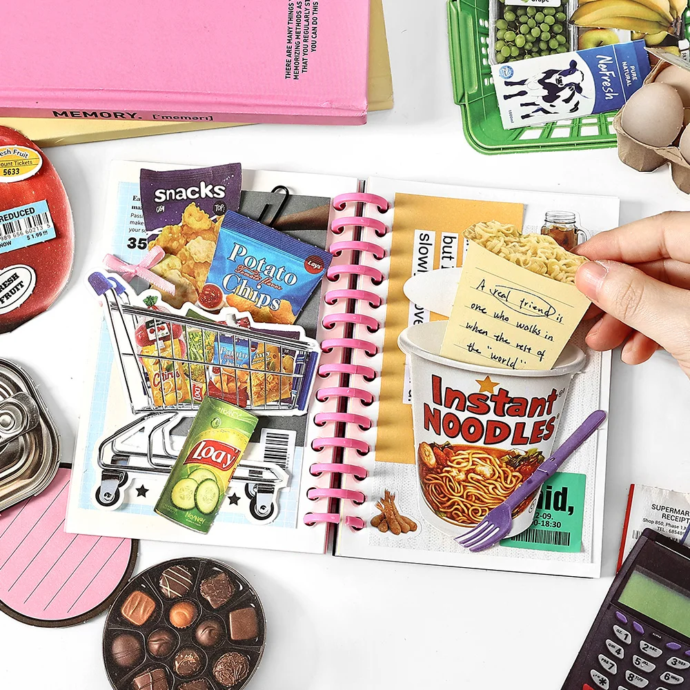 4 نمط 20 قطعة/حقيبة ملاحظات لاصقة ممتعة سلسلة ثانية المواد كتاب لطيف الغذاء كتيب مذكرات DIY بها بنفسك مواد الديكور بطاقات الورق