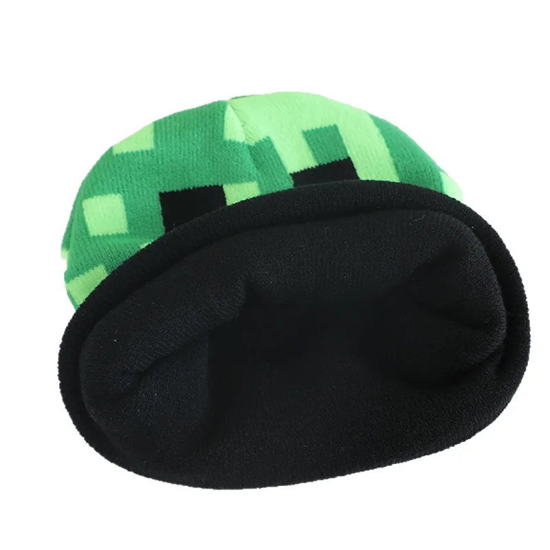 Minecraft الزاحف متماسكة قبعة للأطفال الشتاء الدفء الحياكة بيني لعبة بكسل الفن محبوك قبعة سميكة قبعة صغيرة الهدايا #5