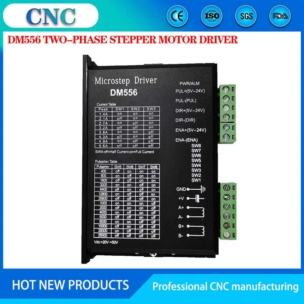 

DM556 Digital Stepper motor driver 2 phase 5.6A for 57 86 stepper motor NEMA23 NEMA34 Stepper Motor Controller