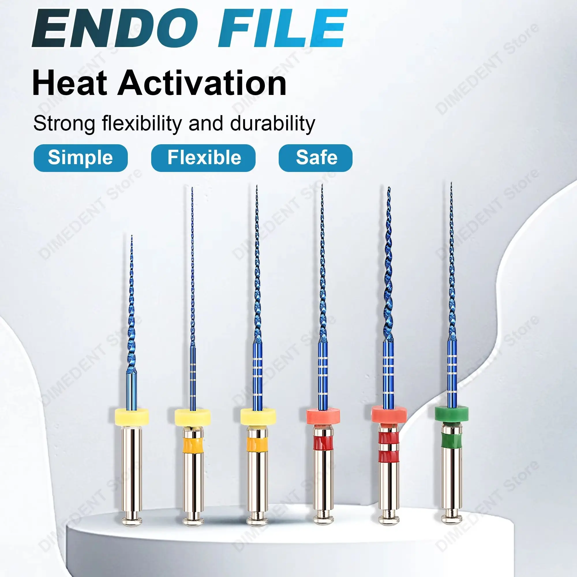 DIMEDENT G3 Heat Activated Endo Files 19/21/25/31mm 02/04/06/08 Taper Niti Rotary Files Dental Root Canal Treatment Instrument