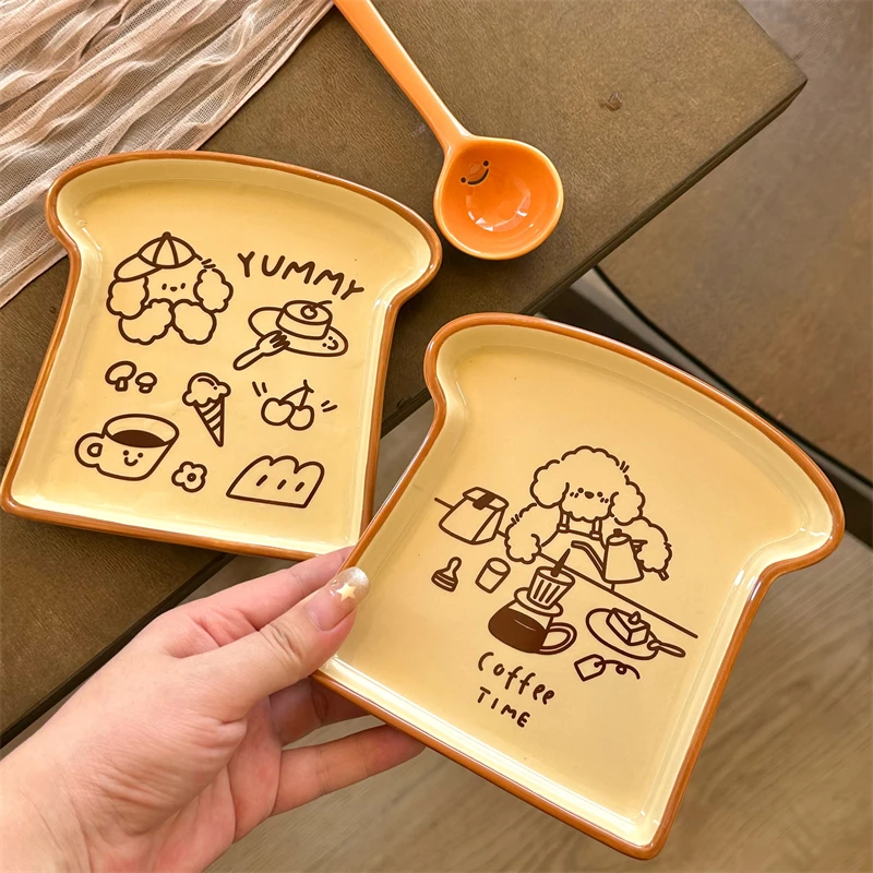 

Cute Cake Korean Dishes Kawaii Ceramic Plate For Food Dinner Breakfast Dessert Salad Decorative Dish Table Plates Gift 5.5 inch