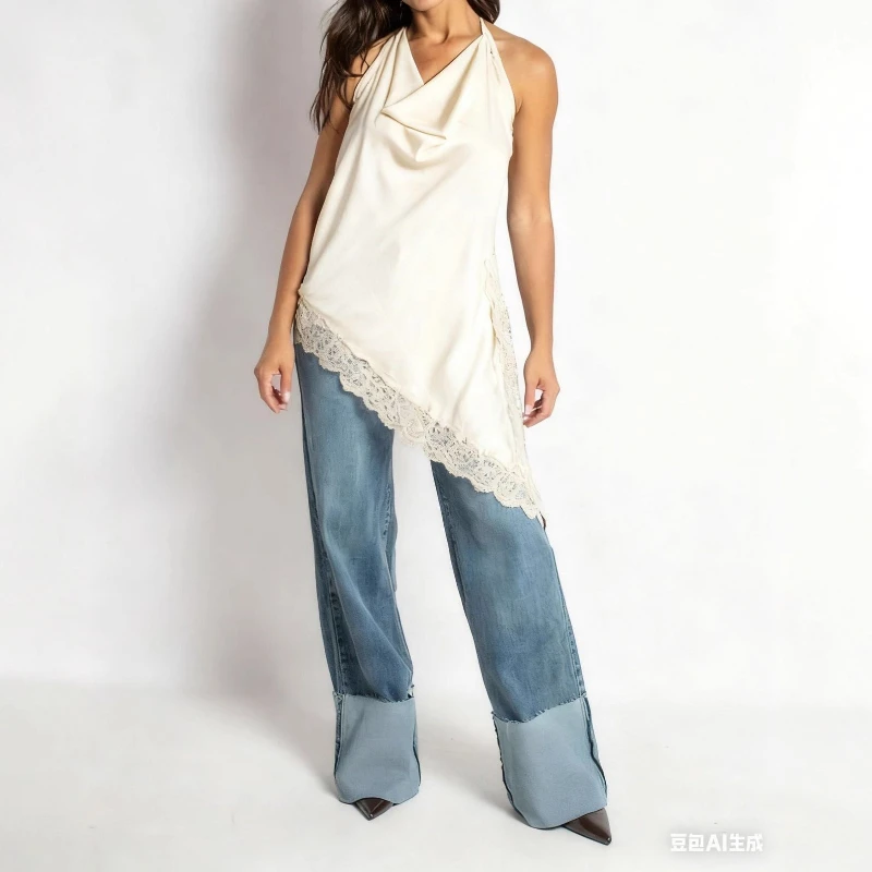 

2026 summer new sexy women's clothing, lace decorative neck collar top is now available