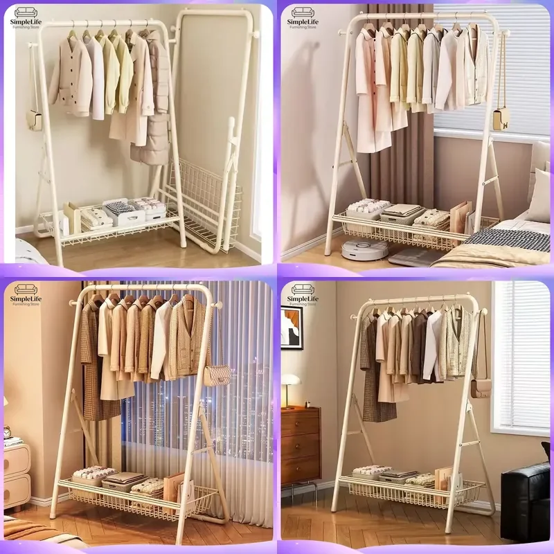 Coat Rack with Shelves and Hooks Heavy Duty Freestanding Clothes Hanger Stand Portable Entryway Hall Tree Organizer for