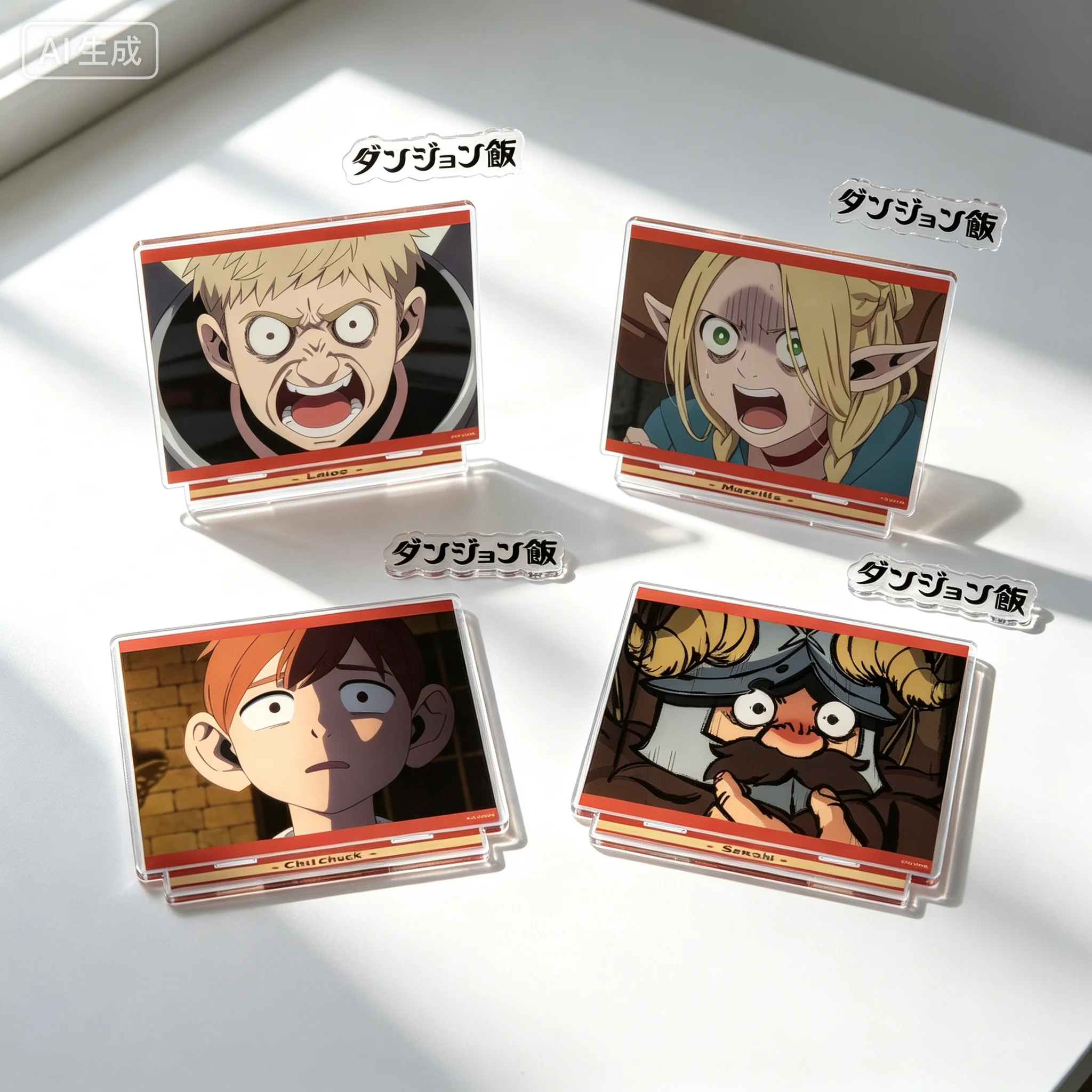 Anime Dungeon Meshi Laios Toude Scene drawing Rectangle Acrylic Stand Model Plate Keychains Desktop Ornament