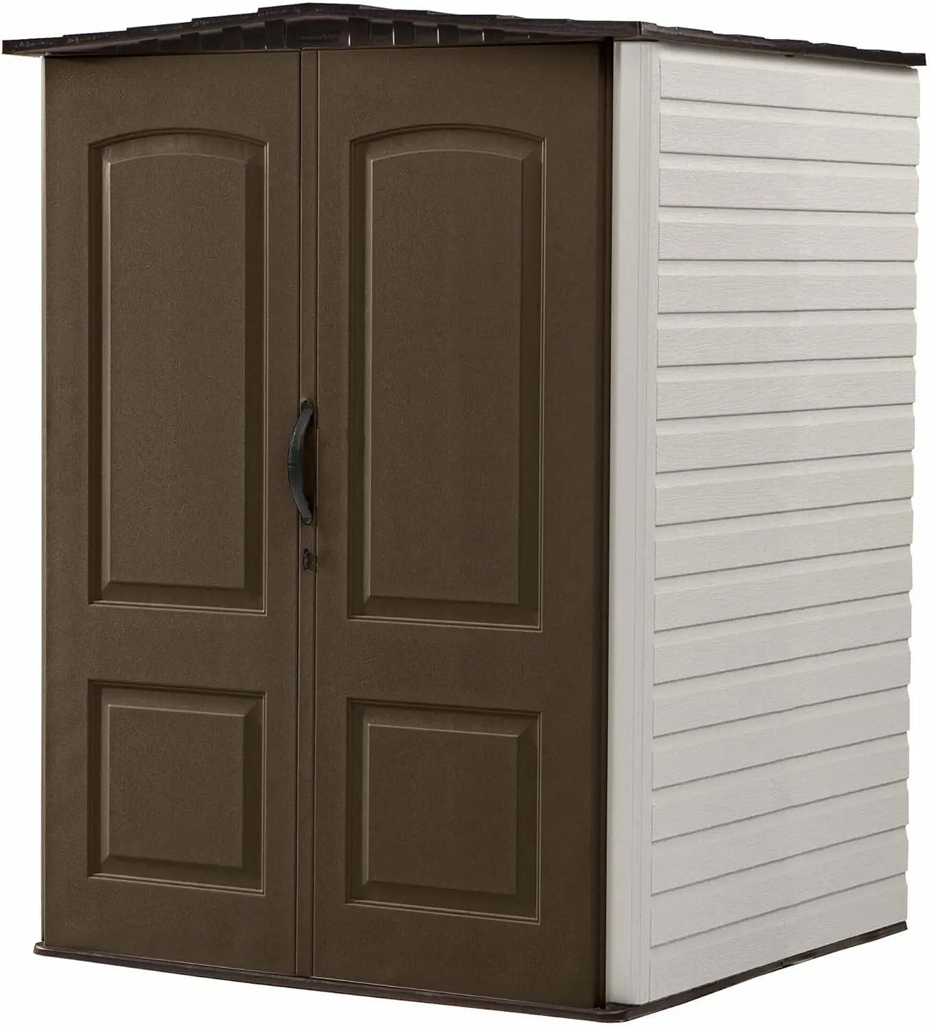 Medium Vertical Resin Outdoor Storage Shed With Floor (5 x 4 Ft) Weather Resistant Brown Organization for Home/Backyard/Pool