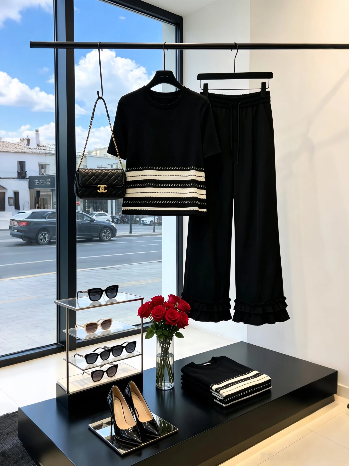 

2026 Summer Fashionable Casual Women's Outfit Unique Personality Elegant Stylish Short Sleeve T-Shirt And High Waist Pants Set