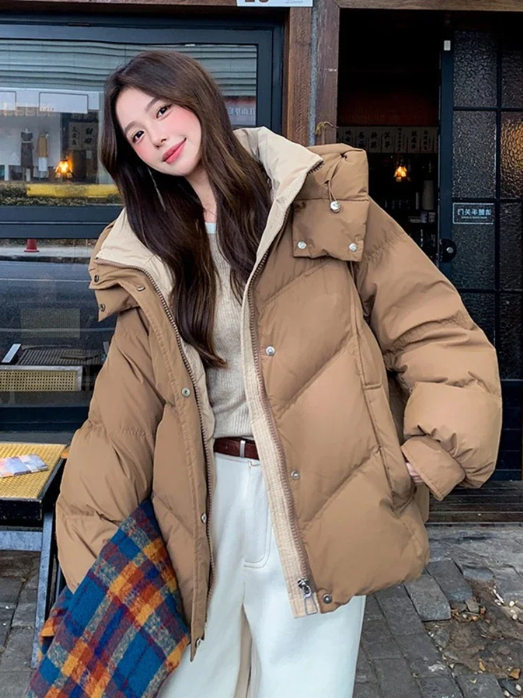 

2025 Short Cotton Coat Women Clothing Winter New Style Loose Fit Thickened Petite Cotton Jacket Cold Protection Bread Parkas