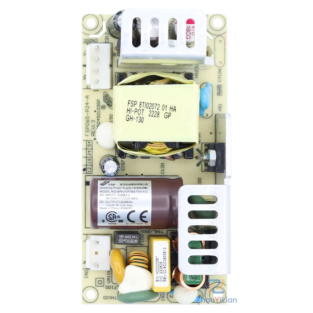For FSP065 P24 A12 Open Frame AC DC Power Supply 65W 12V 5.4A Industrial Bare Board PSU