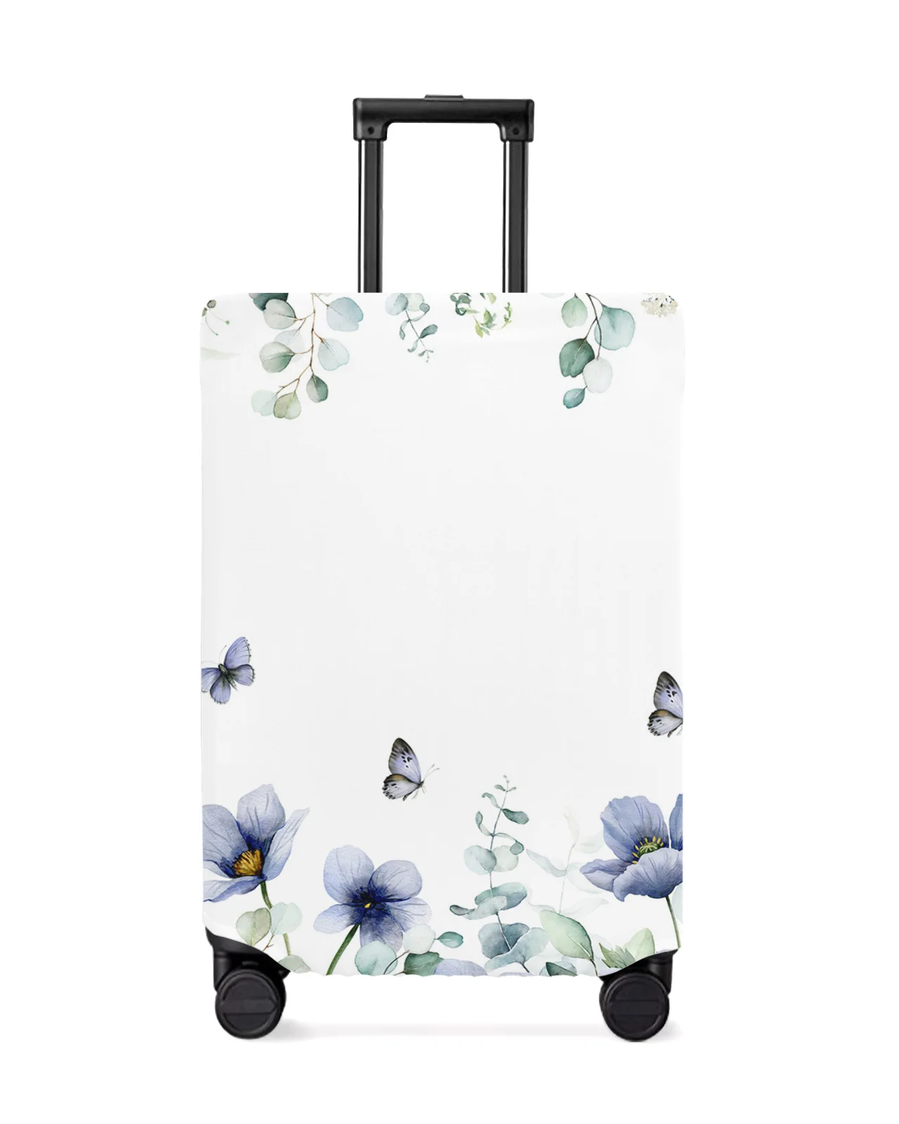 

Eucalyptus Blue Tulip Butterfly Flower Daisy Leaf Luggage Cover Stretch Baggage Dust Cover for 18-32 Inch Travel Suitcase Case