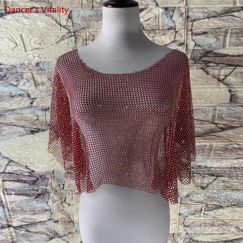 Top de disfraz de danza del vientre para mujer, top de malla con piedras ostentosas, ropa de baile Oriental para niña