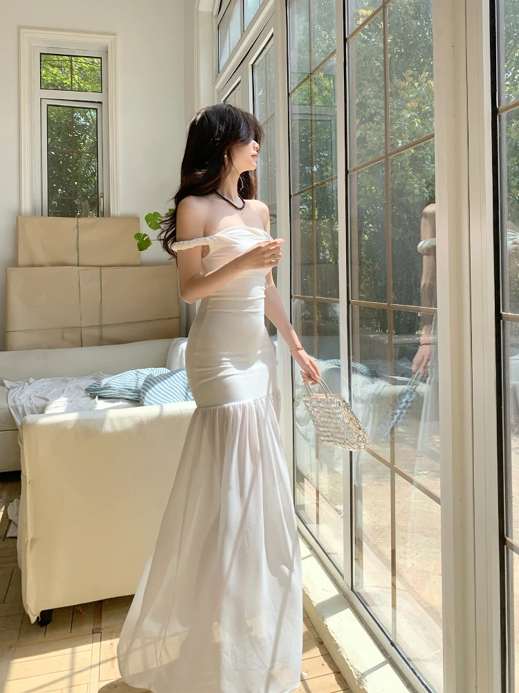 

Lorissa Knot oulder Bridesmaid Dr Women's High Waist Knitted Gown Sexy Top Neline Bodycon Skirt Svel Summer Dr