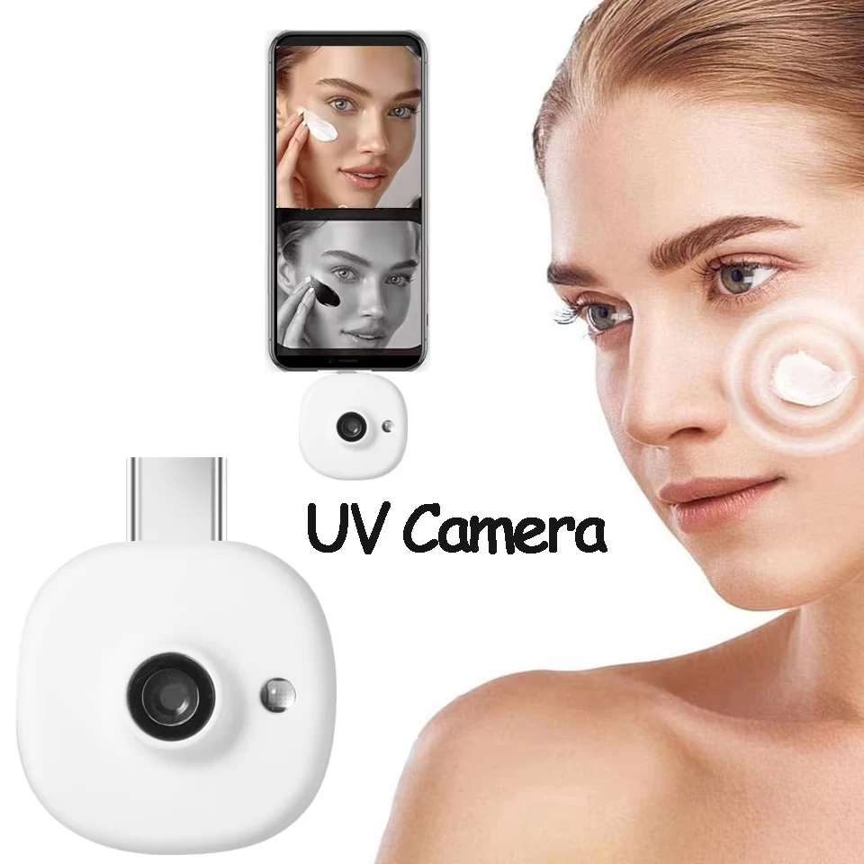 Mini UV Camera Portable Sunscreen Tester Compact Device for Outdoor Use Compatible with iPhone & Android Visible Facial Protecti