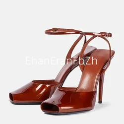 2025 Summer Women's New High Heel Fish Mouth Button Sandals Sexy Fashion Banquet Party Dance Shoes Large Sandals