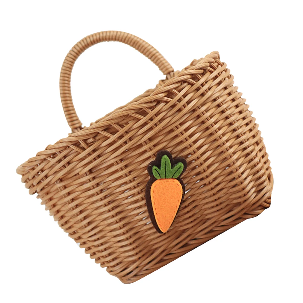 

Hanging Vegetable Fruit Basket Carrot Pattern Kitchen Storage Organizer for Fruits Veggies Cans Seasoning Bread Elegant Home