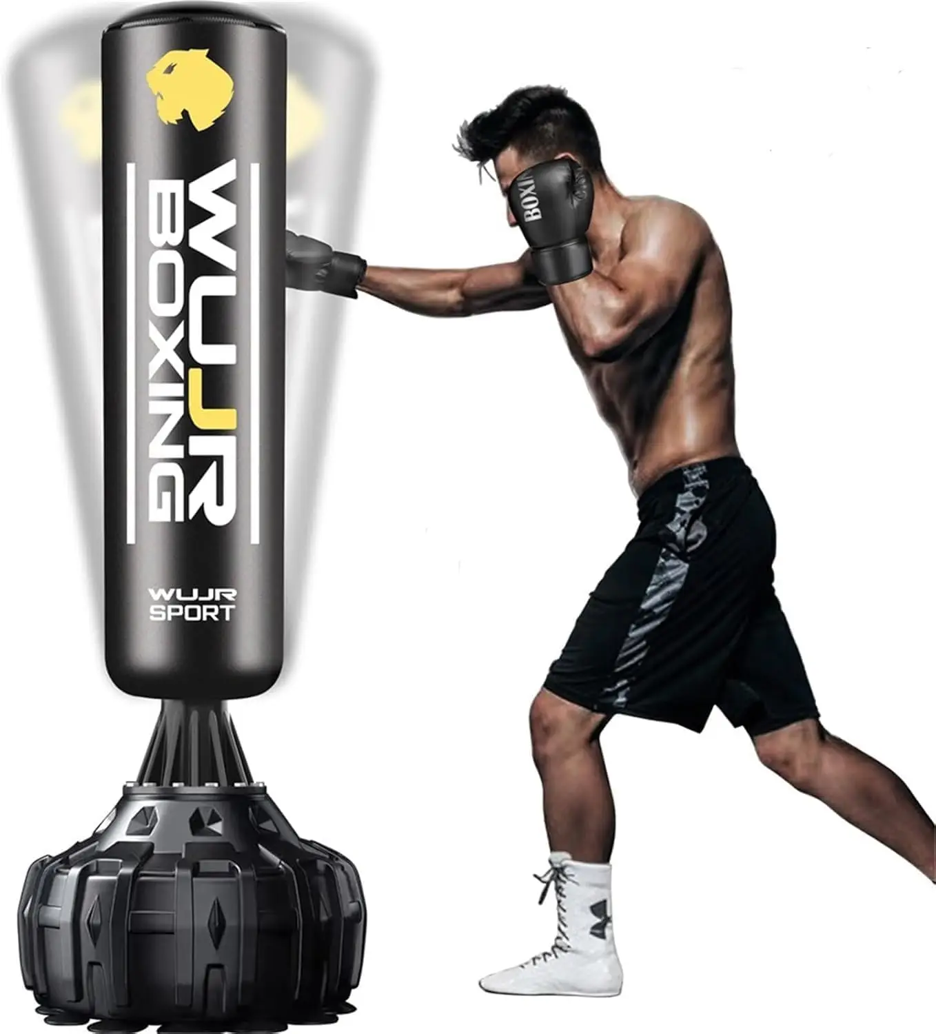 Punching Bag with Boxing Gloves Heavy Boxing Bag with Suction Cup Base for Adult Kids - Men Stand Kickboxing Bag