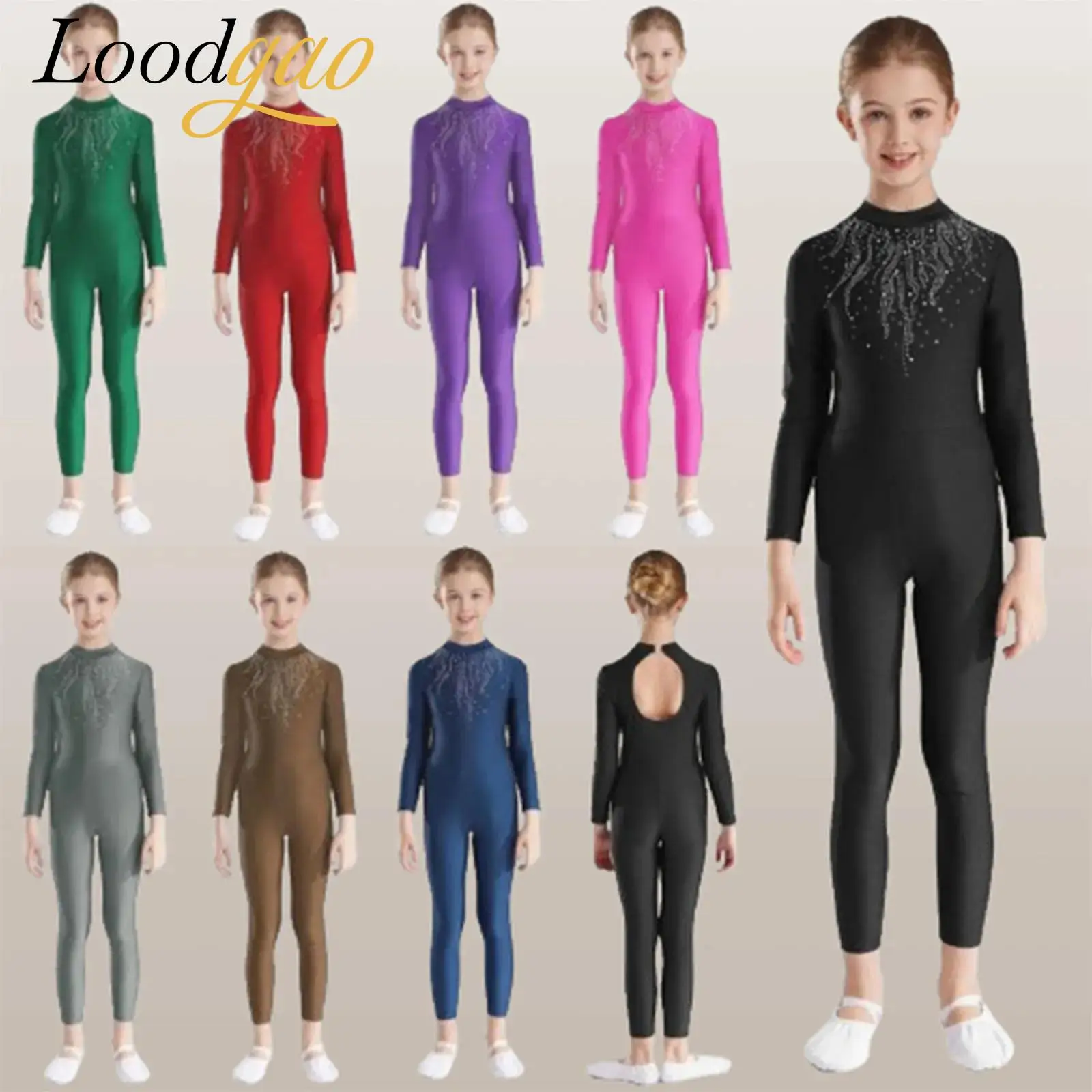 Tuta da ginnastica ritmica per adolescenti Bambini Ragazze Tutu di balletto Manica lunga Body da ballo Body Pattinaggio di figura Abbigliamento Dancewear