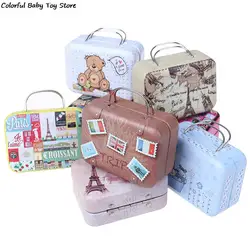 1pcs Dollhouse Mini Metal Suitcase Fashion Miniature Toys Trunk  Decor Lovely Small Clutch Jewellery Box Doll Handbag