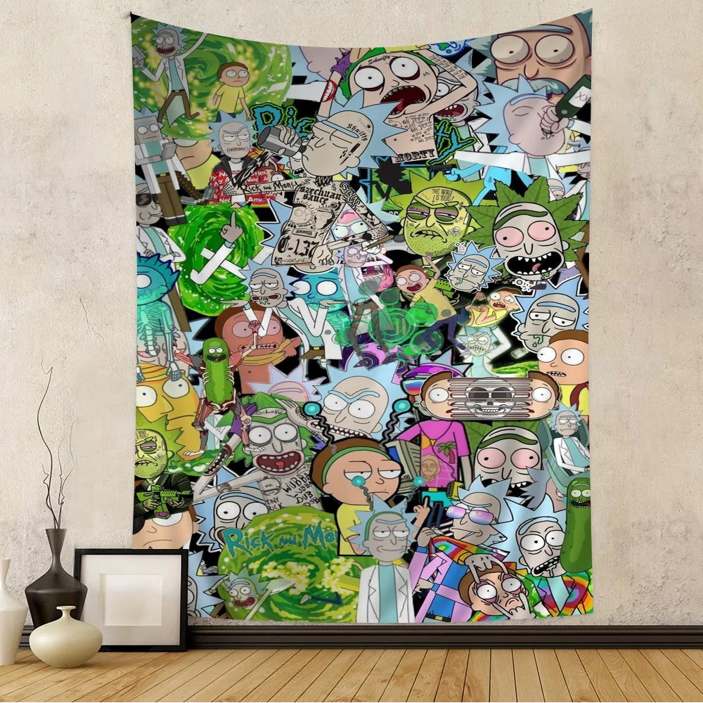 Cartoon Funny Rick Animation DIY Wall Tapestry for Living Room Home Dorm Decor Wall Art Decor