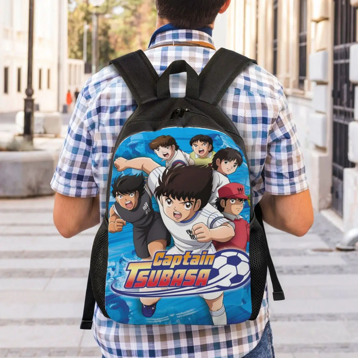 Japan Football Manga Captain Tsubasa Backpack for Women Men Water Resistant College School Bag Print Bookbag